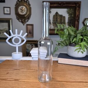 Vintage Clear Glass Long Neck Wine Bottle Decanter - Minimalist MCM 12"